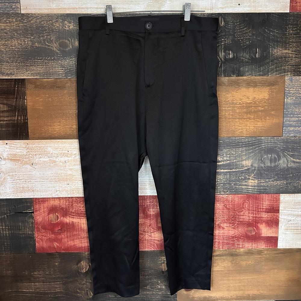Nili Lotan Silk Paris Pant Black Size 6 Cropped Drop Crotch Satin Dress Pants